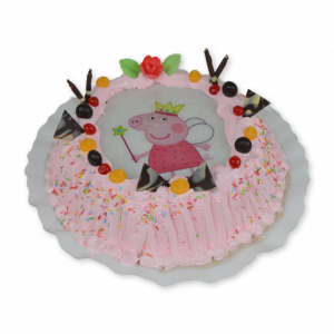 Tarta merengue rosa con foto impresa